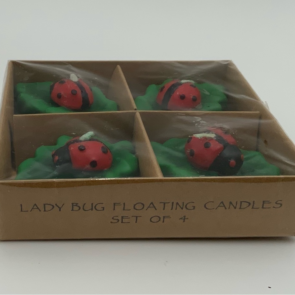 Floating Candles Lady Bug On Lily Pad Four Pack NEW IN BOX - Picture 3 of 4